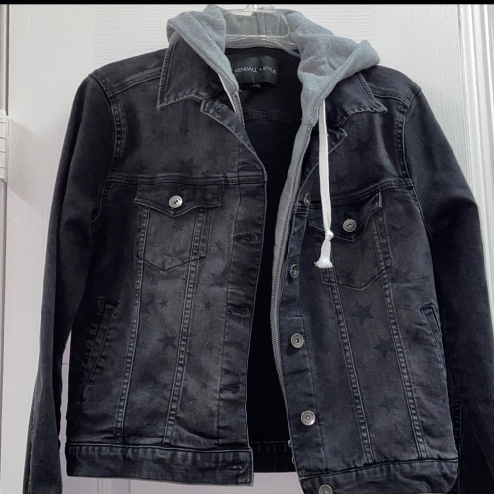 Kendall + Kylie Jean light washed black jacket with stars